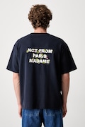 Drôle de Monsieur T-shirt męski bawełniany Vine Embroidered Slogan granatowy L-TS327-CO248