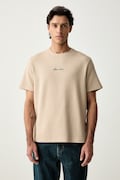 Guess Jeans T-shirt męski z bawełną beżowy M6YP09 K4177