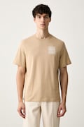 Michael Kors T-shirt męski bawełniany beżowy CS552MZFV4