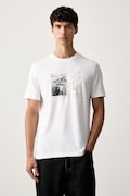 BOSS Orange T-shirt męski bawełniany Te_Motors beżowy 50566627