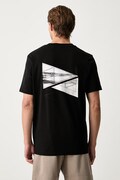 BOSS Green T-shirt męski bawełniany z elastanem TS_Network Photo czarny 50564740