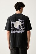 HUGO Blue T-shirt męski bawełniany Noxwash czarny 50569865