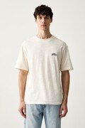 HUGO Blue T-shirt męski bawełniany Nowboi beżowy 50563916