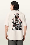 AllSaints T-shirt oversize męski bawełniany CACTI beżowy M044PE