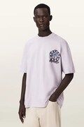 AllSaints T-shirt basic męski z dodatkiem lnu AFFIX fioletowy M040PE