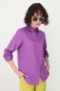 Сорочка з льону Medicine колір фіолетовий regular класичний комір