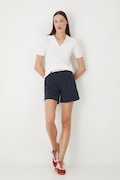 Medicine pantaloni scurți femei, culoarea bleumarin, uni, medium waist