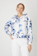 Bluza damska z kapturem wzorzysta kolor biały