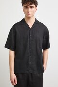 Сорочка з льону Medicine колір чорний relaxed