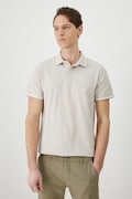 Medicine polo de bumbac barbati, culoarea bej, melanj