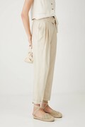 Штани з домішкою льону Medicine колір бежевий пряма висока посадка
