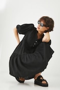 Medicine sukienka lniana kolor czarny mini oversize