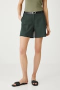 Medicine pantaloni scurti culoarea turcoaz, neted, medium waist