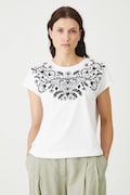 T-shirt bawełniany damski z ozdobną aplikacją kolor biały
