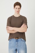 T-shirt bawełniany męski gładki kolor brązowy