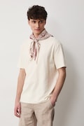 T-shirt bawełniany męski z elastanem prążkowany kolor beżowy