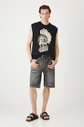 T-shirt bawełniany męski bez rękawów kolor czarny