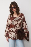 Medicine bluzka damska z wiskozy beżowa w kwiaty