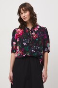 Bluzka damska z wiskozy w kwiaty czarna RS26-BKD070