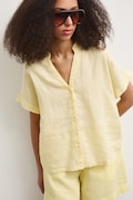Bluzka koszulowa damska lniana gładka żółta RS26-BKD900