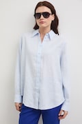 Medicine koszula damska lniana niebieska gładka