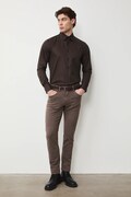 Medicine koszula męska kolor brązowy slim z kołnierzykiem klasycznym