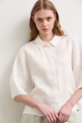 Koszula damska lniana gładka biała RS26-KKD901