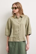 Koszula damska lniana gładka zielona RS26-KKD901