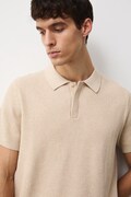 Polo bawełniane męskie z fakturą kolor beżowy RS26-POM101