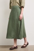 Spódnica z lnem gładka zielona RS26-SDD901