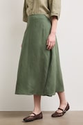 Spódnica z lnem gładka zielona RS26-SDD901