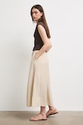Spódnica trapezowa z wiskozą beżowa RS26-SDD905