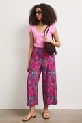 Spodnie culottes damskie z motywem roślinno-zwierzęcym różowe RS26-SPD090