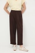 Medicine spodnie damskie kolor brązowy szerokie medium waist