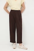 Medicine spodnie damskie kolor brązowy szerokie medium waist