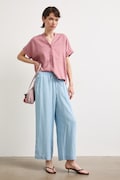 Spodnie culottes damskie z lyocellu niebieskie regular waist RS26-SPD804