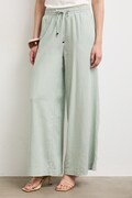 Medicine spodnie wide leg damskie z lnem zielone