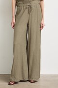 Spodnie wide leg damskie z wiskozą zielone regular waist RS26-SPD907