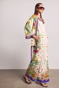 Medicine spodnie wide leg damskie z wiskozą multicolor high waist