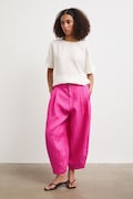 Spodnie slouchy damskie lniane różowe RS26-SPDB00