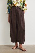 Spodnie slouchy damskie lniane brązowe RS26-SPDB00