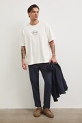 Spodnie chinos męskie z lnem granatowe regular waist RS26-SPM073
