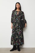 Sukienka damska maxi z wiskozy wzorzysta kolor czarny RS26-SUD032