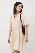 Medicine sukienka oversize z lnem beżowa gładka