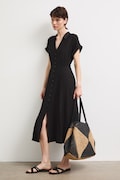 Šaty s rozšíreným strihom s viskózou čierne RS26-SUD803
