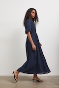 Šaty s rozšíreným strihom s viskózou tmavomodré RS26-SUD804