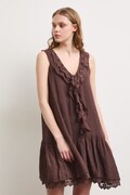 Sukienka rozkloszowana bawełniana brązowa RS26-SUD905