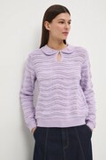 Medicine sweter bawełniany damski kolor fioletowy lekki