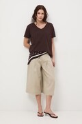 Szorty damskie lniane regular waist beżowe RS26-SZD704