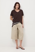 Szorty damskie lniane regular waist beżowe RS26-SZD704